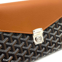 Goyard Goyardine Calfskin Chypre Wallet Pouch Black Gold Goyard Goyardine Calfskin Chypre Wallet Pouch Black Gold
