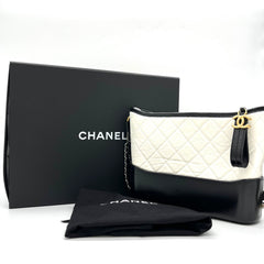 CHANEL Aged Calfskin Quilted Medium Gabrielle Hobo White CHANEL Aged Calfskin Quilted Medium Gabrielle Hobo White