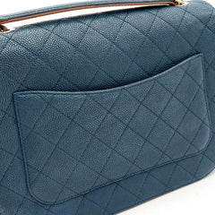 CHANEL Grained Calfskin Quilted Medium Cuba Top Handle Flap Blue 2017 CHANEL Grained Calfskin Quilted Medium Cuba Top Handle Flap Blue 2017