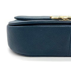 CHANEL Grained Calfskin Quilted Medium Cuba Top Handle Flap Blue 2017 CHANEL Grained Calfskin Quilted Medium Cuba Top Handle Flap Blue 2017