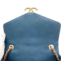 CHANEL Grained Calfskin Quilted Medium Cuba Top Handle Flap Blue 2017 CHANEL Grained Calfskin Quilted Medium Cuba Top Handle Flap Blue 2017