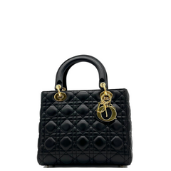 Christian Dior Lambskin Cannage Medium Lady Dior Black Christian Dior Lambskin Cannage Medium Lady Dior Black