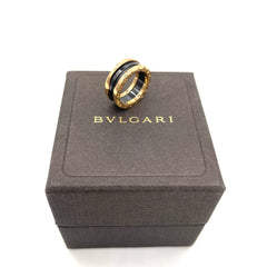 BVLGARI JEWELRY 18k Yellow Gold B.ZERO1 2 Band Black Ceramic Ring