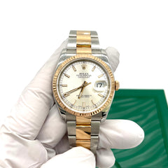 Rolex Datejust 36 Rose Gold Silver Dial Fluted Bezel Watch 116231