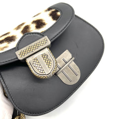 [SALE]BOTTEGA VENETA Calfskin Pony Hair Leopard Print Umbria Bag Black