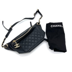 CHANEL 램스킨 바이 퀼팅 웨이스트 백 패니 팩 블랙 CHANEL 램스킨 바이 퀼팅 웨이스트 백 패니 팩 블랙
