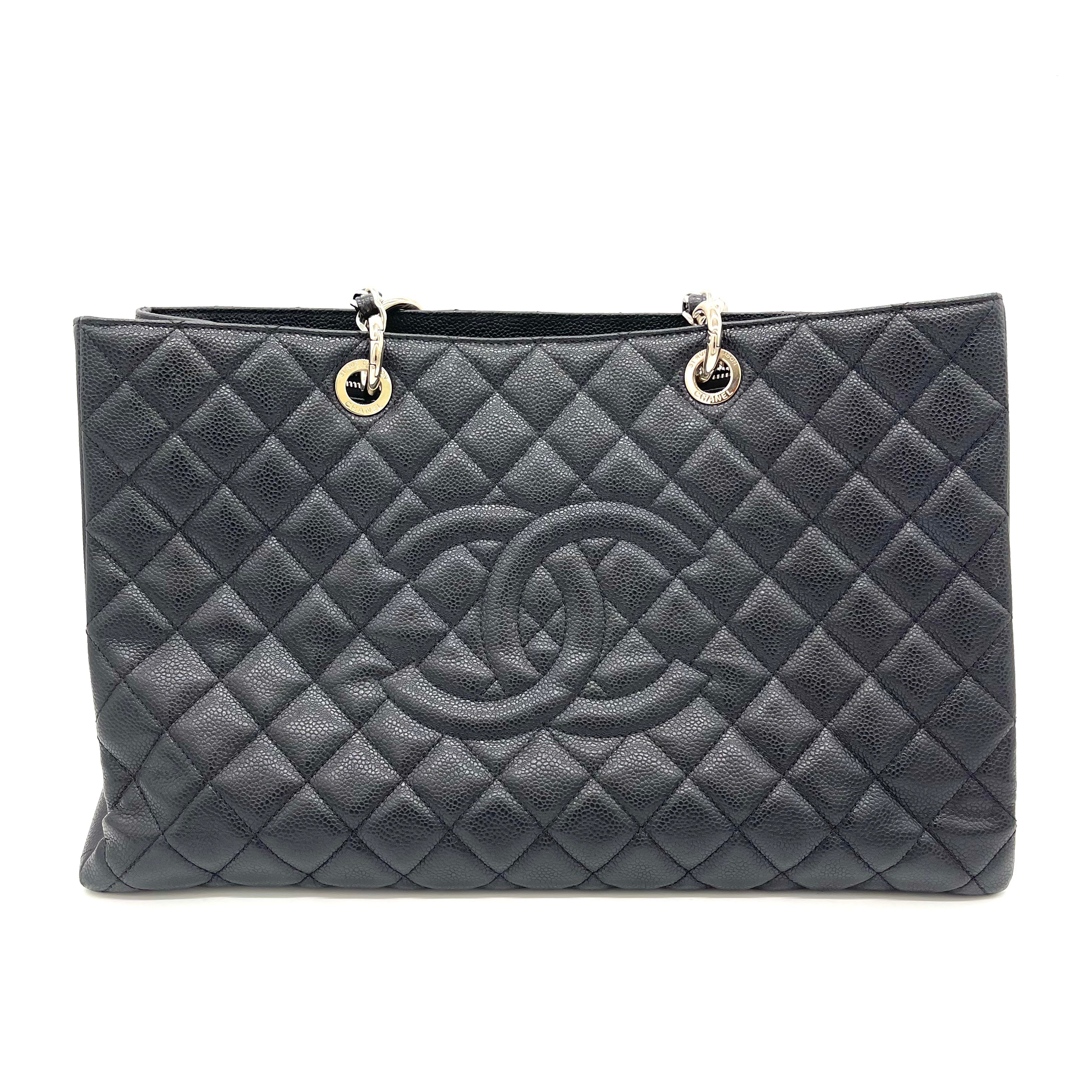 Chanel White Caviar Leather Quilted Grand Shopper Tote GST Bag
