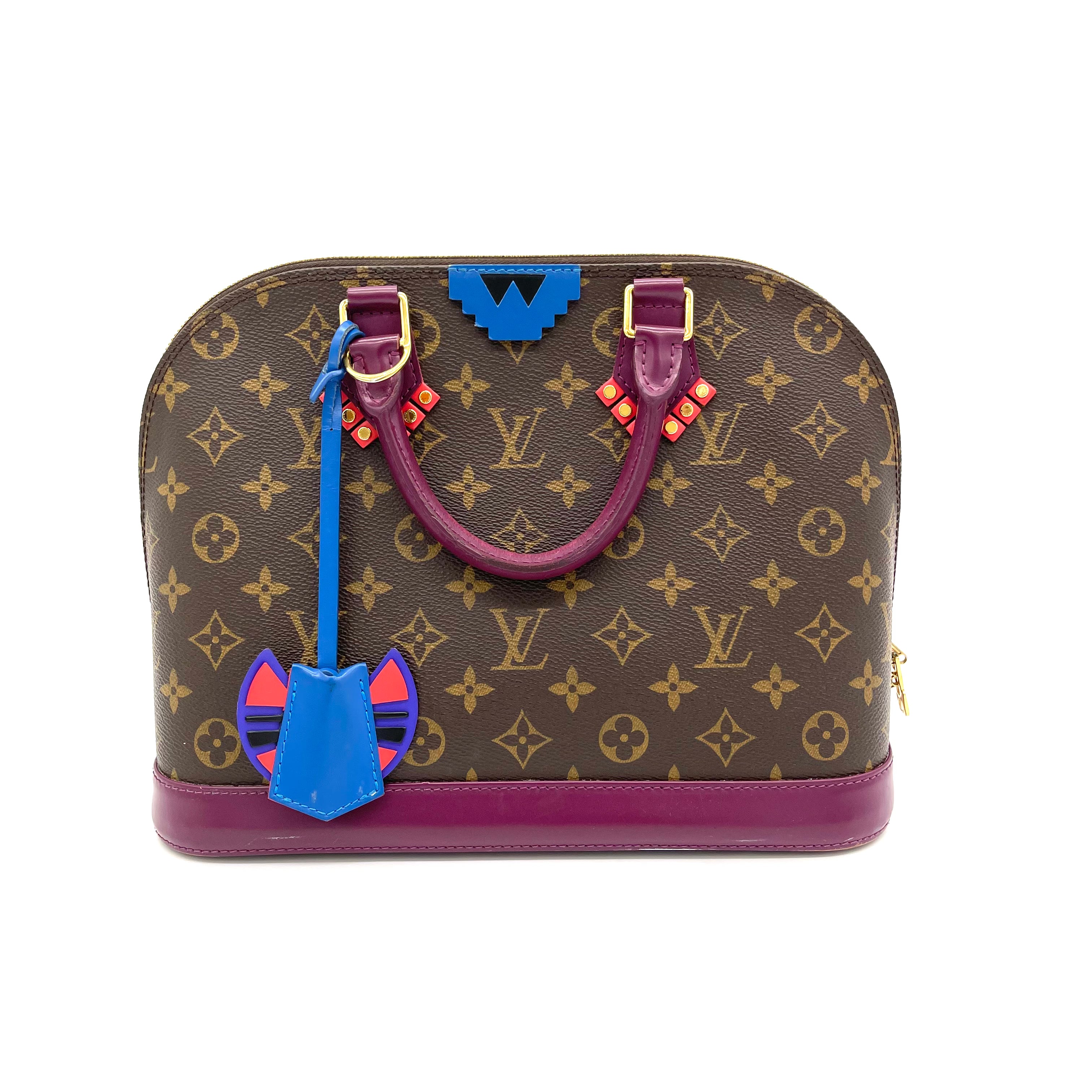 Hand Painted Customized Monogram Canvas Alma PM by Louis Vuitton