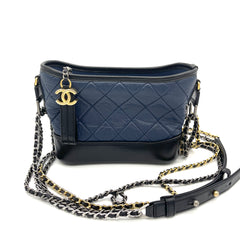 CHANEL 오래된 송아지 가죽 퀼팅 스몰 가브리엘 호보 네이비 블랙 CHANEL 오래된 송아지 가죽 퀼팅 스몰 가브리엘 호보 네이비 블랙