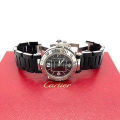 CARTIER 파샤 시타이머 자동 스테인리스 스틸 및 고무 시계 CARTIER 파샤 시타이머 자동 스테인리스 스틸 및 고무 시계