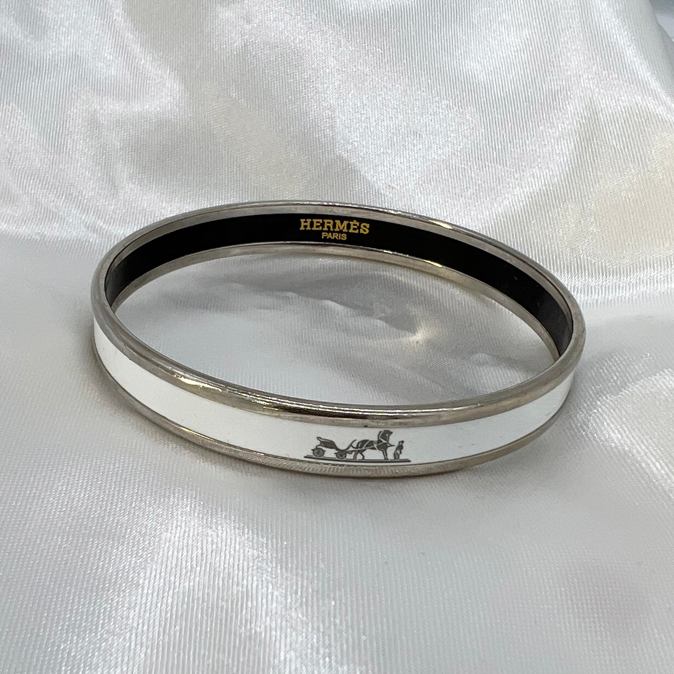 Hermes white enamel bangle Clearance