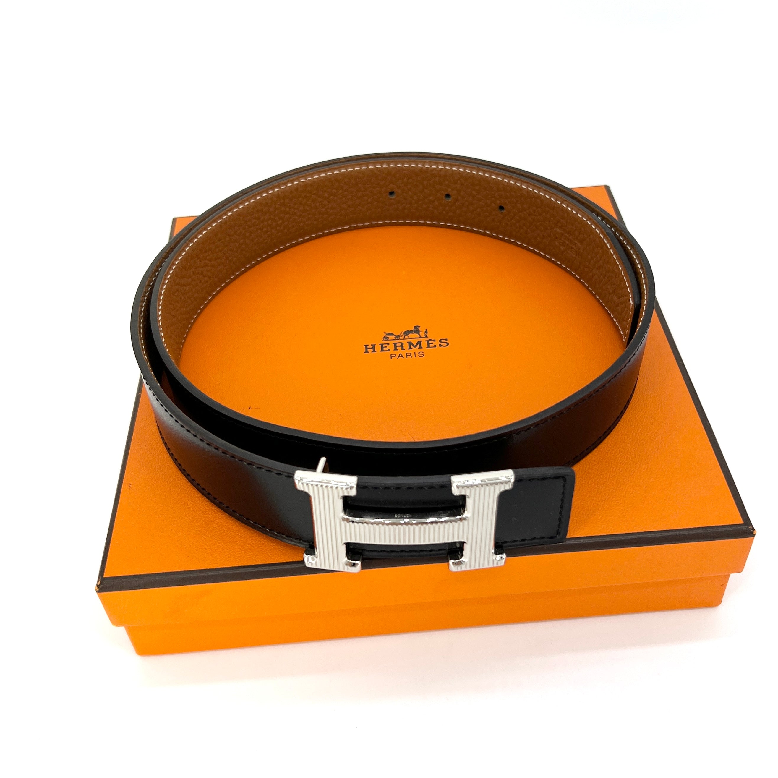 Hermes H Strie Buckle Reversible Belt