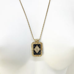 Guarantee Authentic Chanel Crystal No.5 Perfume Bottle Rectangle Pendant Reversible Gold tone necklace