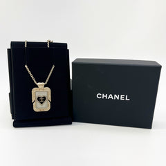 Guarantee Authentic Chanel Crystal No.5 Perfume Bottle Rectangle Pendant Reversible Gold tone necklace