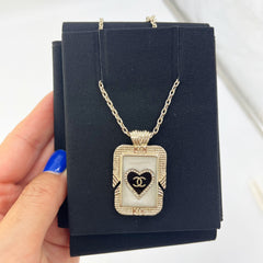 Guarantee Authentic Chanel Crystal No.5 Perfume Bottle Rectangle Pendant Reversible Gold tone necklace