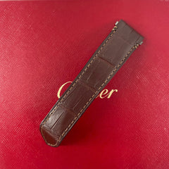 Guarantee Authentic Cartier Alligator Genuine Leather Strap Folding Deployment Clasp Buckle Brown 21mmx18mm Watch Band