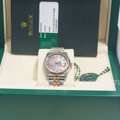 롤렉스 Datejust 36 스테인리스 스틸 및 옐로우 골드 블랙 자개 다이아몬드 다이얼 롤렉스 Datejust 36 스테인리스 스틸 및 옐로우 골드 블랙 자개 다이아몬드 다이얼