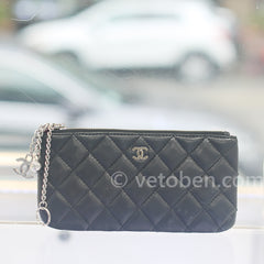 CHANEL 퀼팅 지퍼 파우치 블랙 CHANEL 퀼팅 지퍼 파우치 블랙