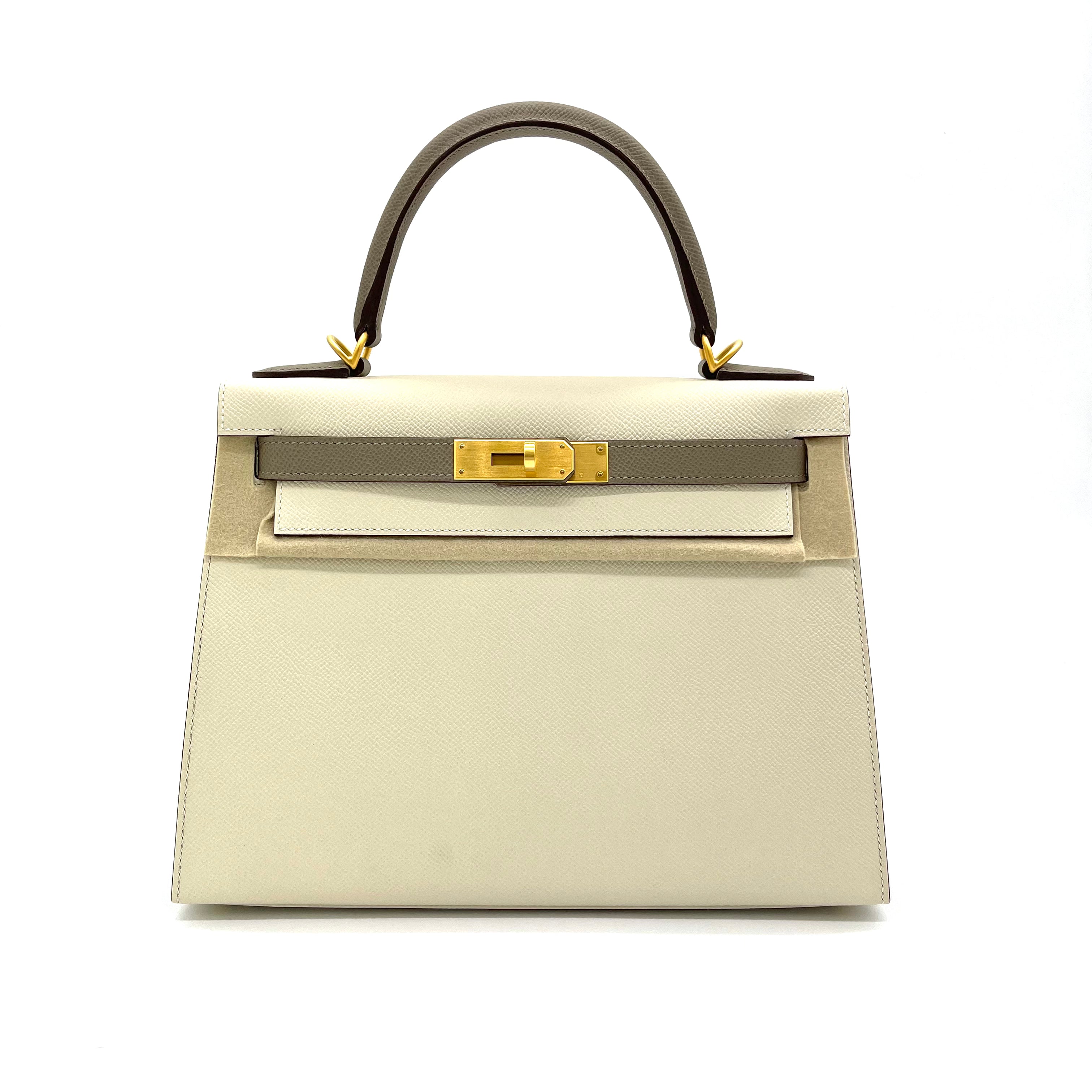 Hermes Special Order (HSS) Kelly Sellier 28 Gold and Craie Epsom Gold  Hardware