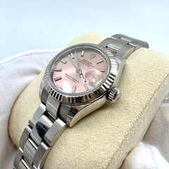 ROLEX Lady-Datejust 28mm Stainless Steel Fluted Bezel Pink Face Oyster