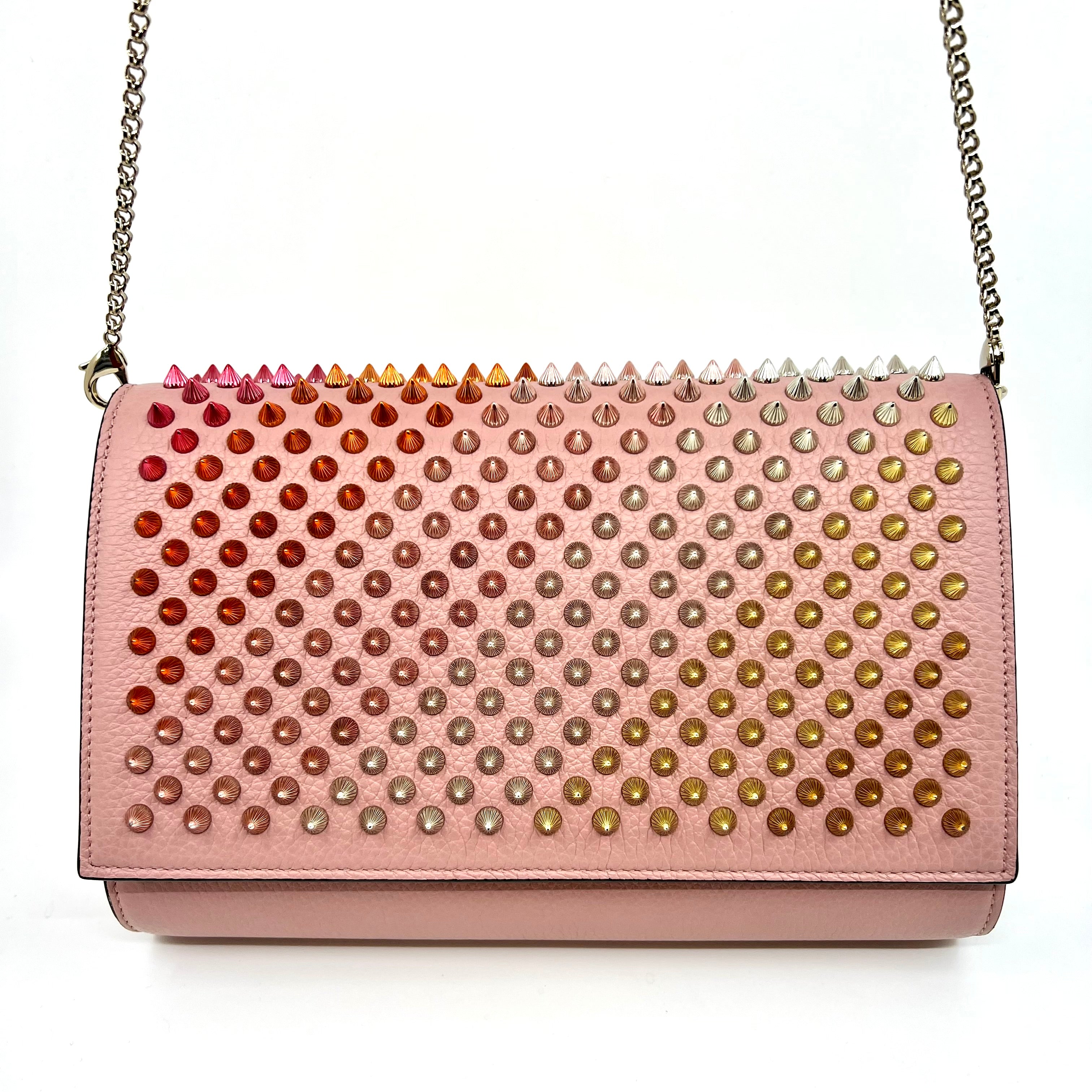 Christian Louboutin Paloma Clutch Embellished Leather Small Pink