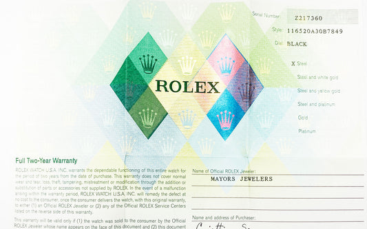Rolex Ref #116520A30B7849 Serial #Z217360