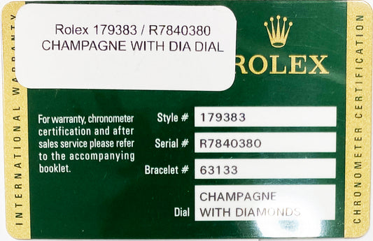 Rolex Ref #179383 Serial #R7840380