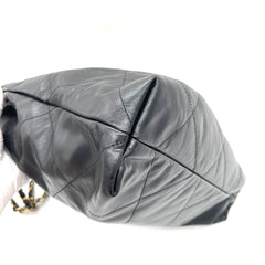 CHANEL Shiny Calfskin Quilted Chanel 22 Bag Medium Black