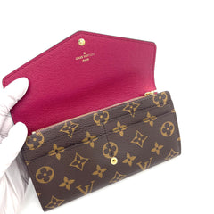 Louis Vuitton Monogram Long Wallet Brown Canvas with Gold Button