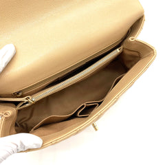Chanel Coco Handle Small Flap Bag in Beige Caviar Leather with Gold Hardware