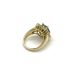 14k Yellow Gold Emerald Diamonds Ring