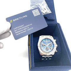 BREITLING chronomat stainless steel blue 44mm automatic men’s watch