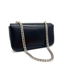 CELINE Shiny Calfskin Triomphe Chain Shoulder Bag Black