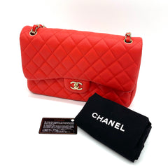 CHANEL Caviar Quilted Jumbo Double Flap Red 2019