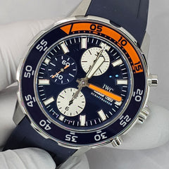 IWC Stainless Steel Rubber 44mm Aquatimer Chronograph Automatic Watch Blue IW376704