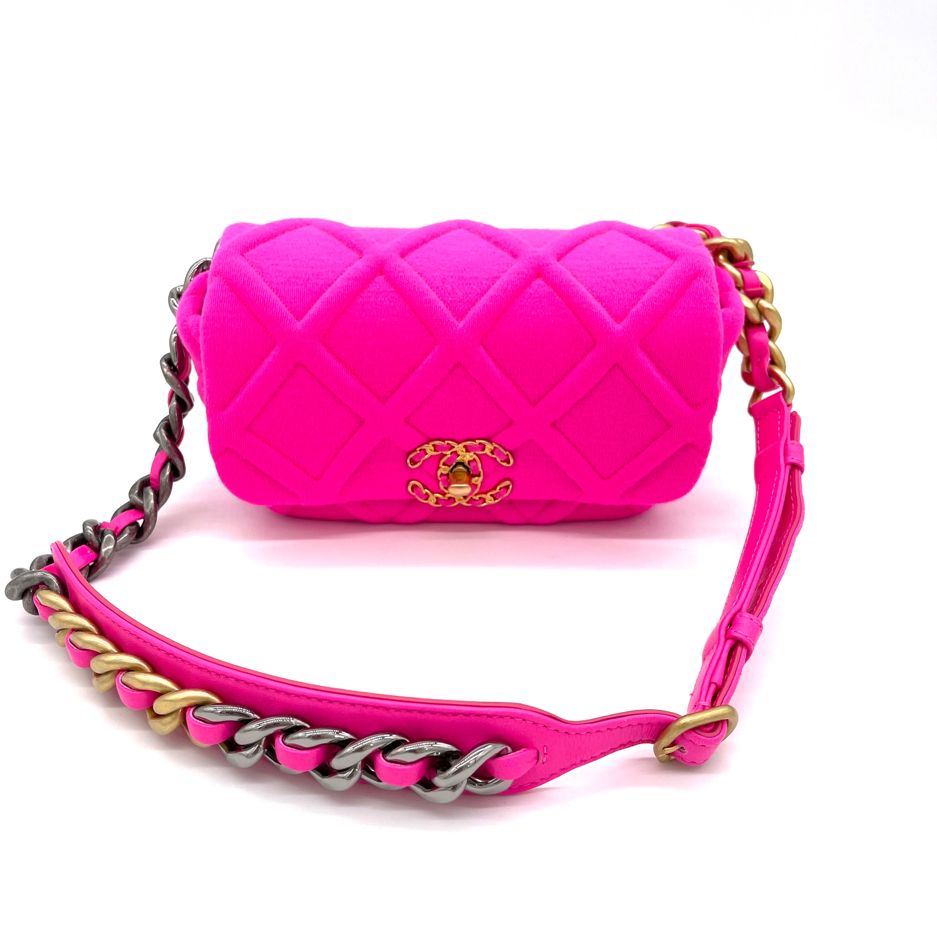 19 Maxi Flap Bag Wool / Jersey Hot Pink