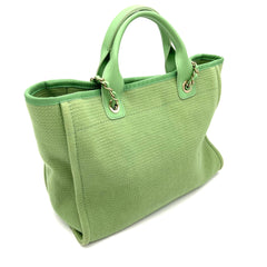 CHANEL Mixed Fibers Small Deauville Tote Green