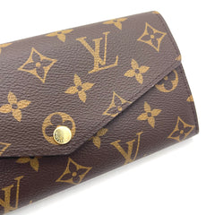 Louis Vuitton Monogram Long Wallet Brown Canvas with Gold Button