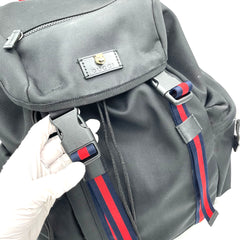 GUCCI Techno Canvas Web Single Buckle Backpack Black 1003622