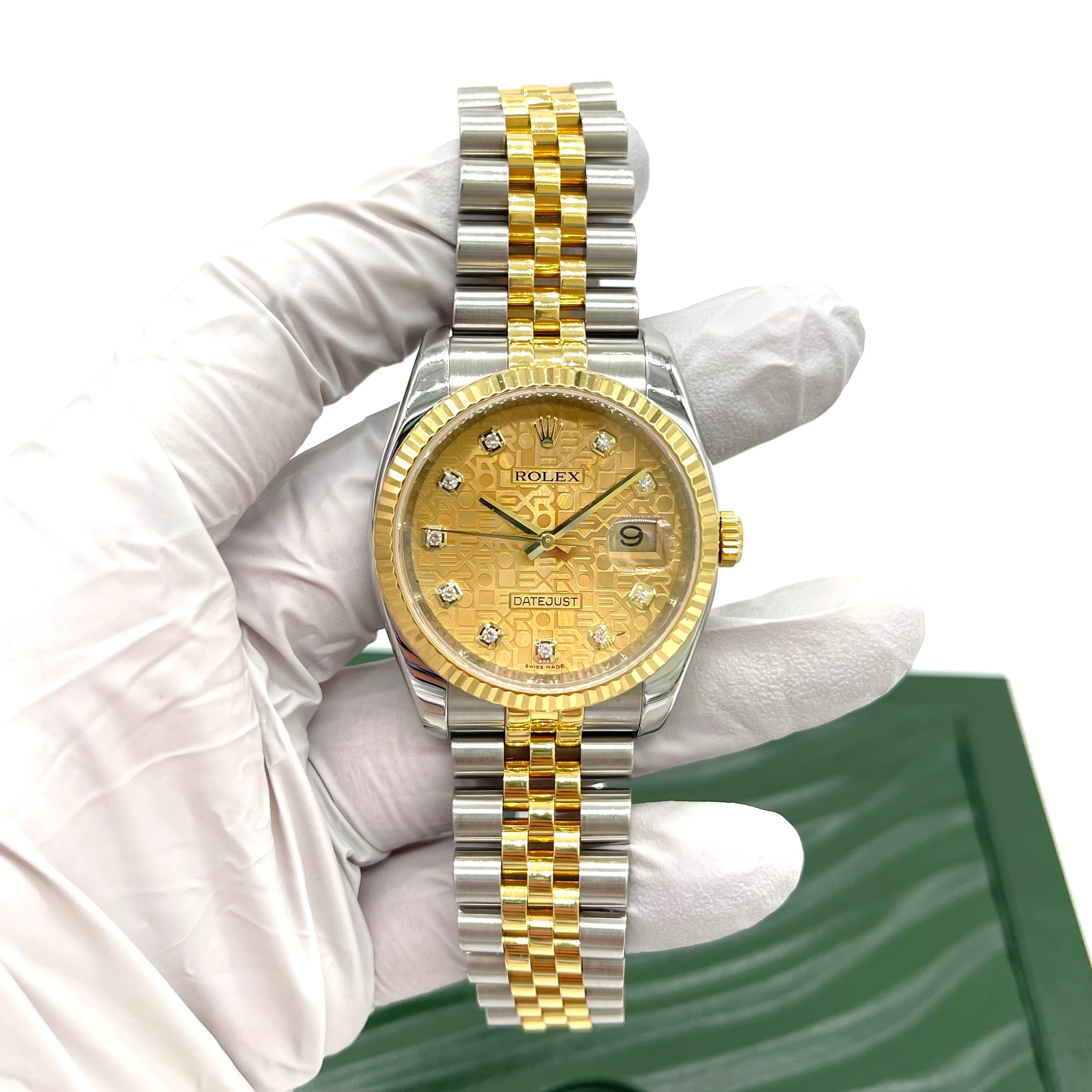 Rolex Datejust 36mm 116233 Jubilee Stainless And Factory Jubilee Champagne Diamond Dial