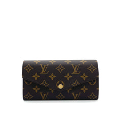 Louis Vuitton Monogram Long Wallet Brown Canvas with Gold Button