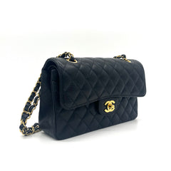 CHANEL  Caviar Quilted Medium Double Flap Black