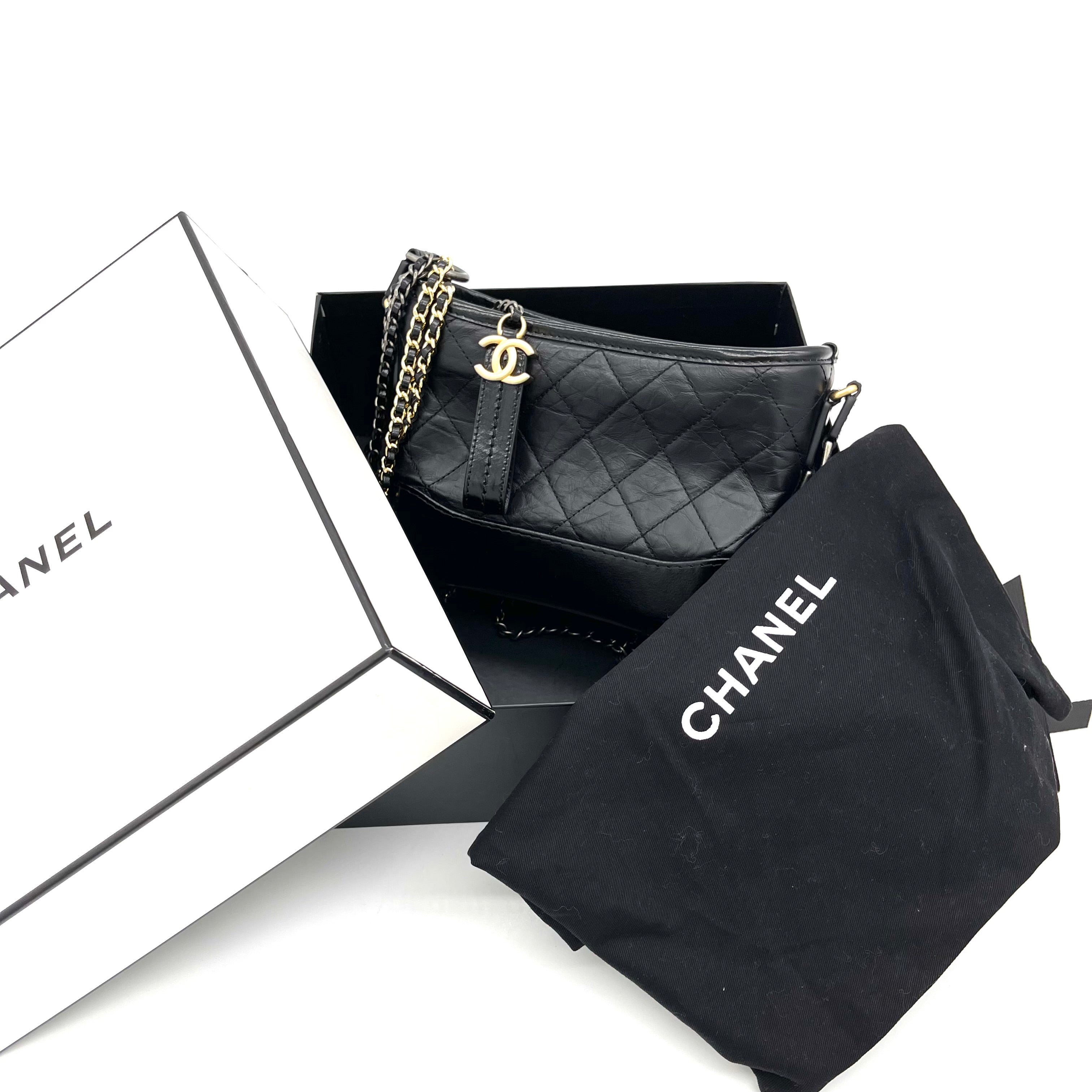 Chanel Small Gabrielle Hobo 20A Black Aged Calfskin with mixed