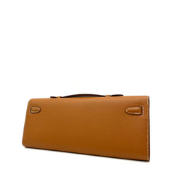 Hermes Gold Swift Leather Kelly Cut Clutch