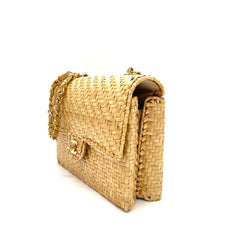 Chanel Classic Flap Bag Woven Straw with Gold Hardware