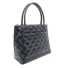 Chanel Medallion Tote Quilted Patent Black 2000~2002
