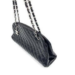 CHANEL Patent Quilted Medium Just Mademoiselle Bowling Bag – Black
