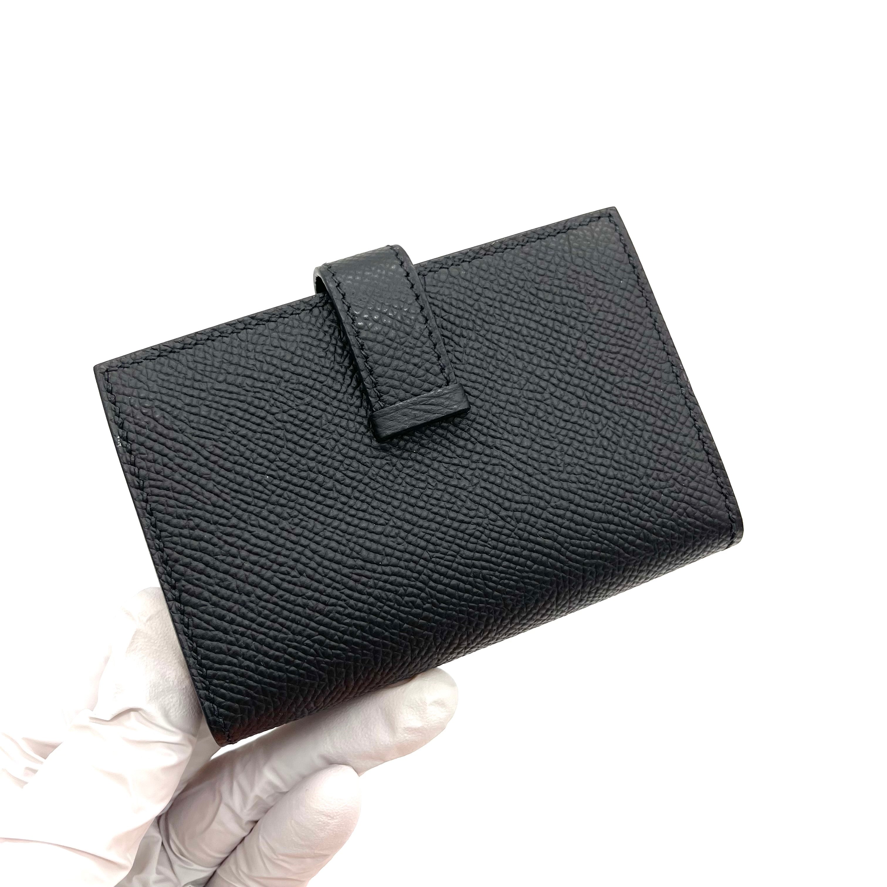 HERMES Chevre Mysore Mini Bearn Wallet Black
