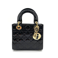 DIOR Small Lady Dior Bag Black Patent Cannage Calfskin