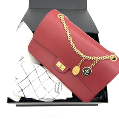 Limited Edition Chanel Maroon Leather Medallion Nude Reissue 2.55 Classic 225 Flap Bag 2019